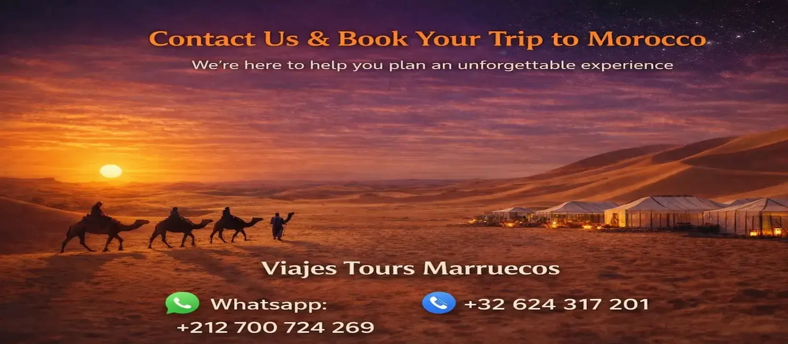 Contact us to book a Morocco desert tour in Merzouga with Viajes Tours Marruecos