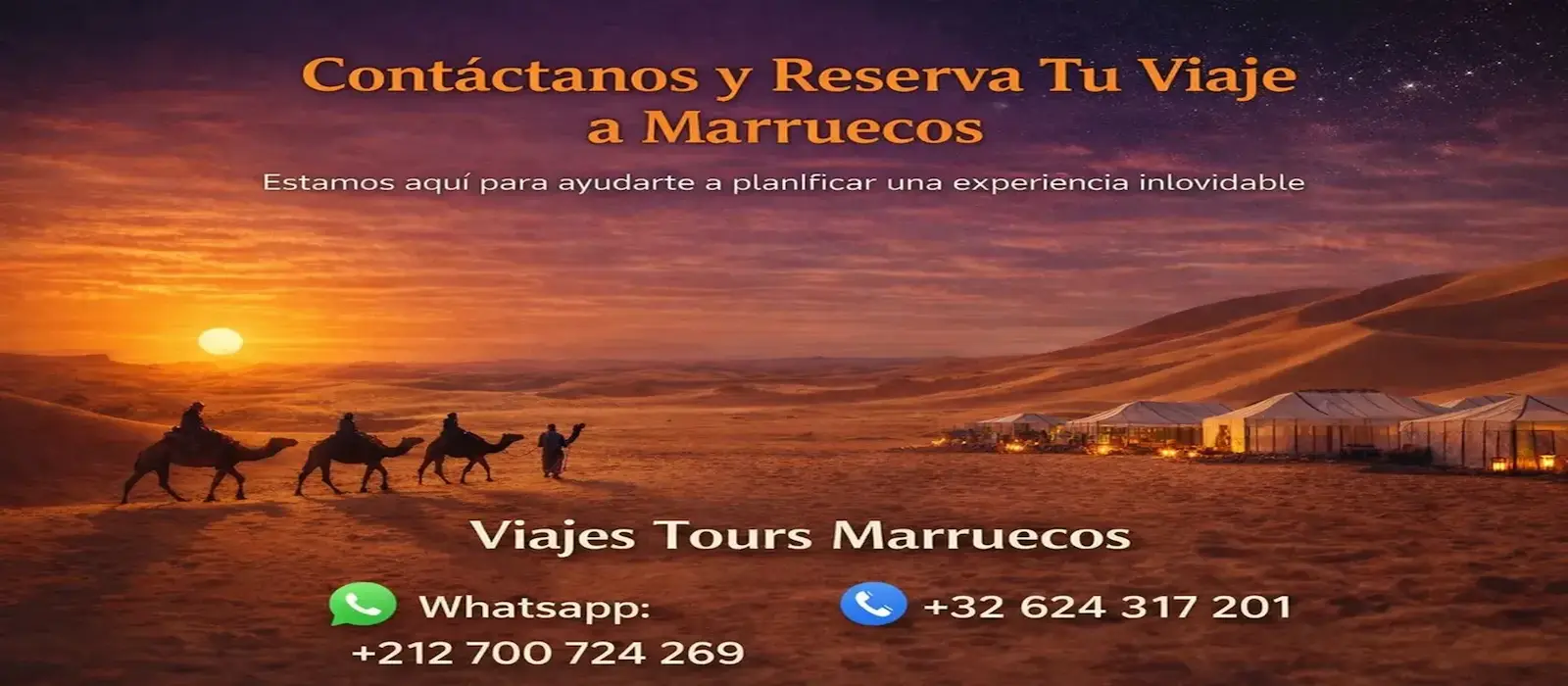 Contacto para reservar tour al desierto de Merzouga en Marruecos con Viajes Tours Marruecos